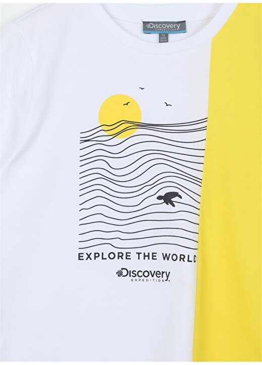 Discovery Expedition Beyaz Erkek Çocuk Bisiklet Yaka Kısa Kollu Baskılı T-Shirt OCEAN BOY 3