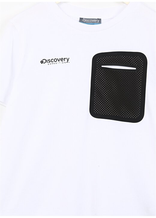 Discovery Expedition Beyaz Erkek Çocuk Bisiklet Yaka Kısa Kollu Baskılı T-Shirt DEX BOY 3