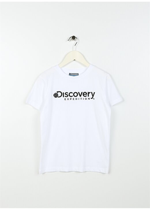 Discovery Expedition Beyaz Erkek Çocuk Bisiklet Yaka Kısa Kollu Baskılı T-Shirt ROGERS BOY 1