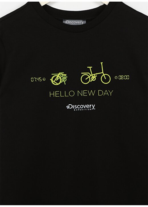 Discovery Expedition Siyah Erkek Çocuk Bisiklet Yaka Kısa Kollu Baskılı T-Shirt TIME BOY 3
