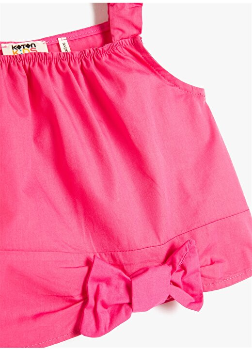 Koton Pembe Kız Çocuk Kare Yaka Askılı Düz Bluz 3SKG60009AW 3