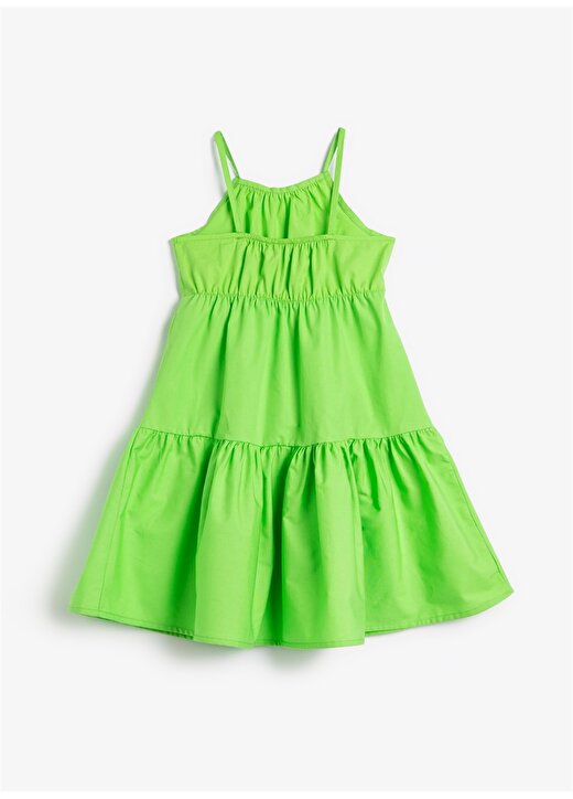 Koton Yeşil Kız Çocuk Kare Yaka Askılı Diz Altı Düz Elbise 3SKG80003AW 2