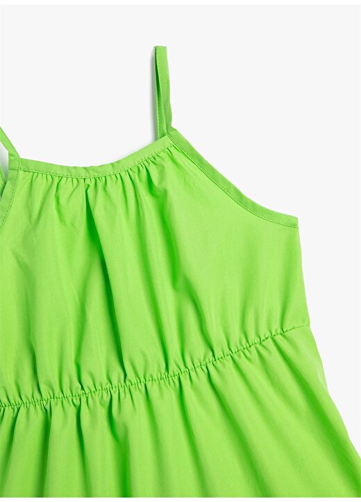 Koton Yeşil Kız Çocuk Kare Yaka Askılı Diz Altı Düz Elbise 3SKG80003AW 3