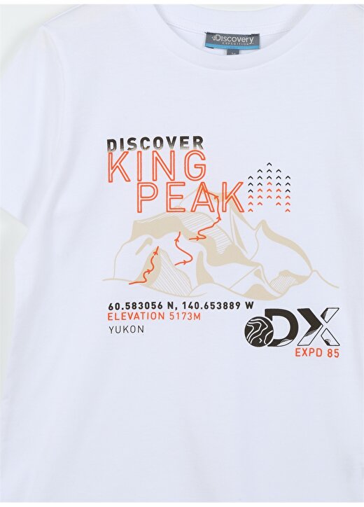 Discovery Expedition Beyaz Erkek Çocuk Bisiklet Yaka Kısa Kollu Baskılı T-Shirt ROTA BOY 3