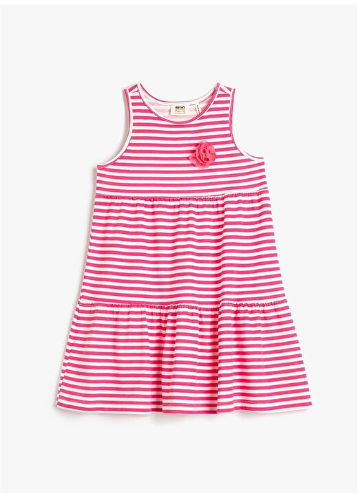 Koton Çizgili Pembe Kız Çocuk Diz Altı Elbise 3SKG80053AK 1