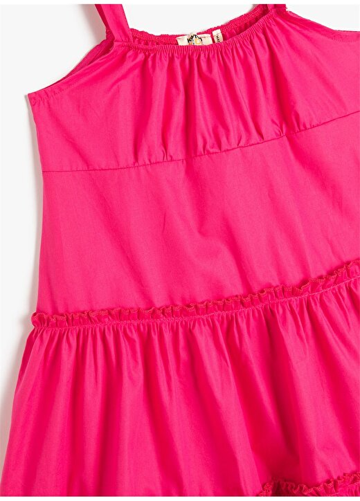Koton Fuşya Kız Çocuk Kare Yaka Askılı Diz Altı Düz Elbise 3SKG80014AW 3