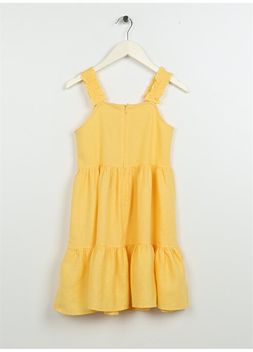 Koton Sarı Kız Çocuk Kare Yaka Askılı Uzun Düz Elbise 3SKG80075AW 2