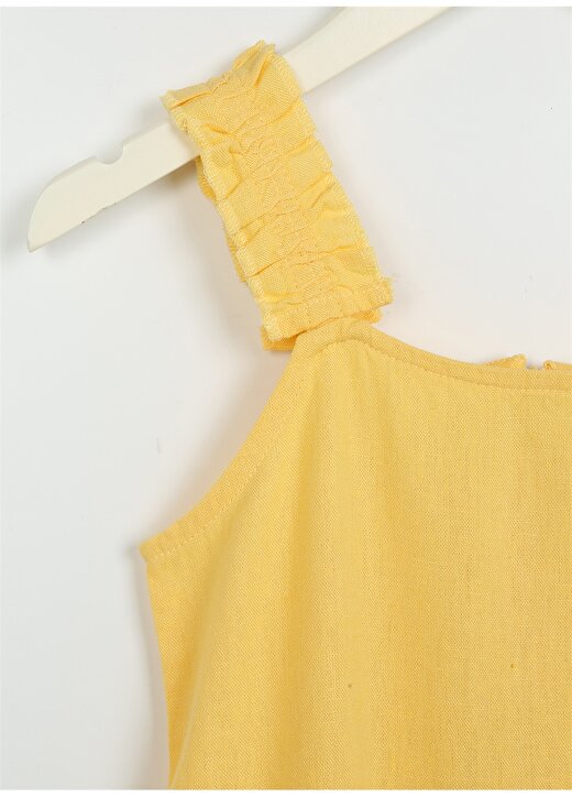 Koton Sarı Kız Çocuk Kare Yaka Askılı Uzun Düz Elbise 3SKG80075AW 3
