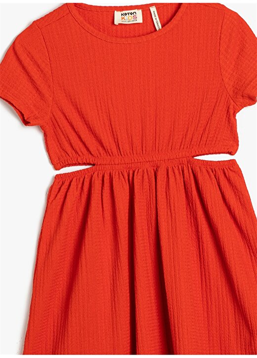 Koton Düz Kırmızı Kız Çocuk Diz Altı Elbise 3SKG80081AK 2