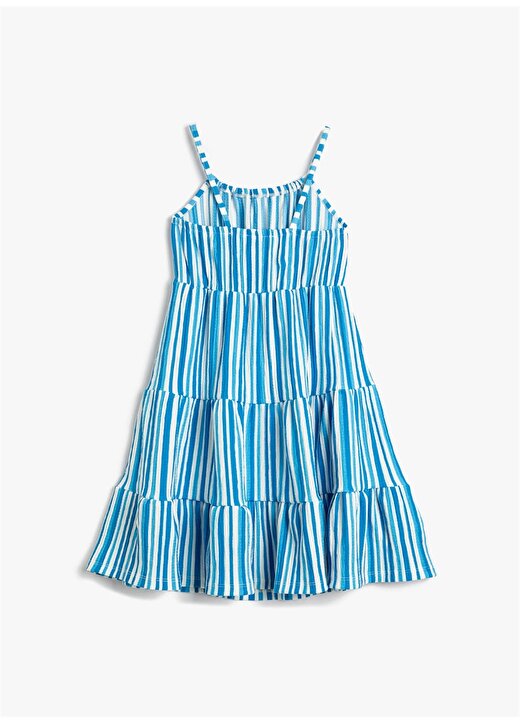 Koton Çizgili Mavi Kız Çocuk Diz Altı Elbise 3SKG80086AK 2