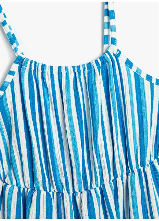 Koton Çizgili Mavi Kız Çocuk Diz Altı Elbise 3SKG80086AK 3
