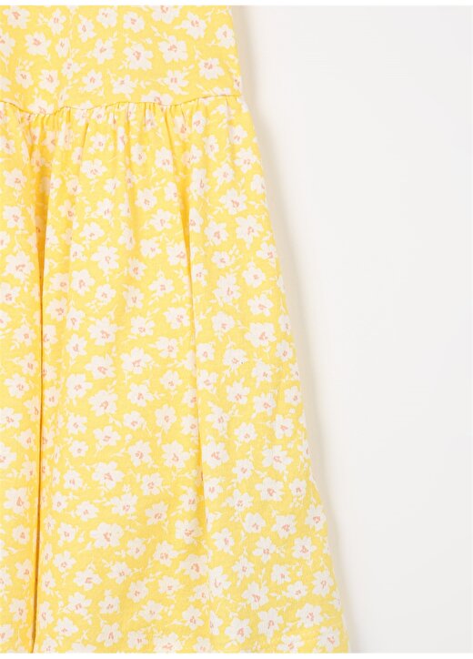 Koton Sarı Kız Bebek Bisiklet Yaka Kısa Kollu Desenli Elbise 3SMG80016AK 3