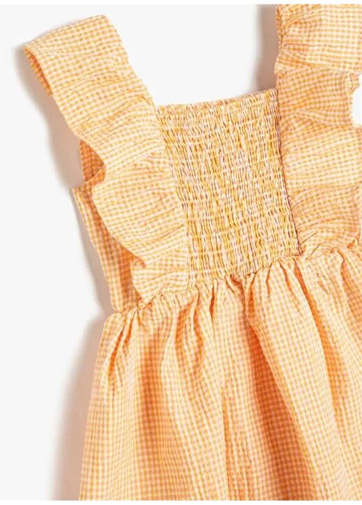 Koton Turuncu Kız Bebek Kare Yaka Kolsuz Elbise 3SMG80035AW 3