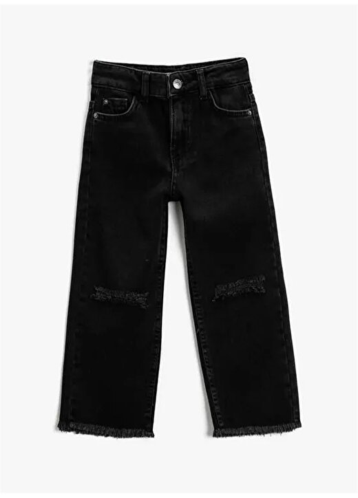 Koton Siyah Kız Çocuk Dar Paça Düz Pantolon 3SKG40017AD 1