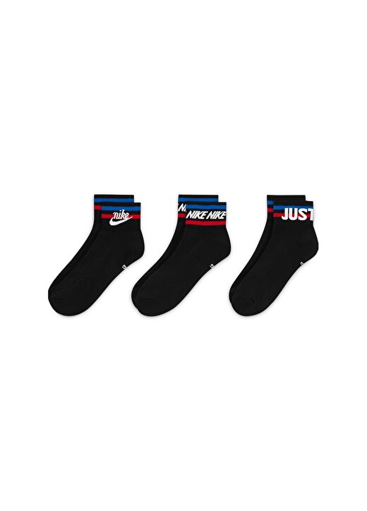 Nike Siyah Unisex 3Lü Çorap DX5080-010 Ankle Socks (3 Pairs) 2