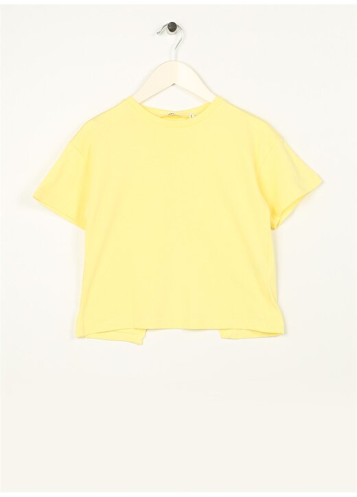 Koton Sarı Kız Çocuk Bisiklet Yaka Kısa Kollu Düz T-Shirt 3SKG10123AK 1
