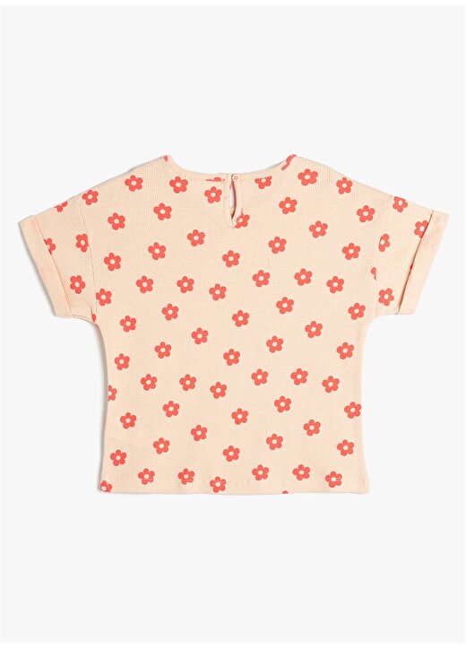 Koton Pembe Kız Bebek Bisiklet Yaka Kısa Kollu Desenli T-Shirt 3SMG10072AK 2