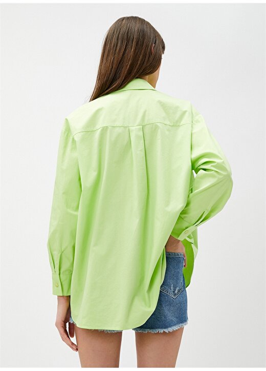 Koton Gömlek Yaka Düz Yeşil Kadın Gömlek 3SAK60011PW 4
