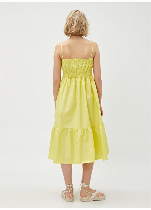 Koton Sarı Kadın Düz Yaka Yazlık Uzun Elbise 3SAK80005PW 4