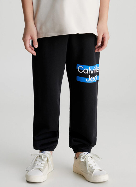 Calvin Klein Siyah Erkek Çocuk Lastikli Uzun Baskılı Pantolon IB0IB01591BEH   1
