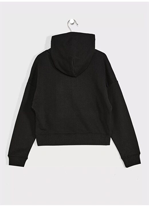 Calvin Klein Siyah Kız Çocuk Kapüşonlu Uzun Kollu Rahat Düz Sweatshirt IG0IG01867BEH 2