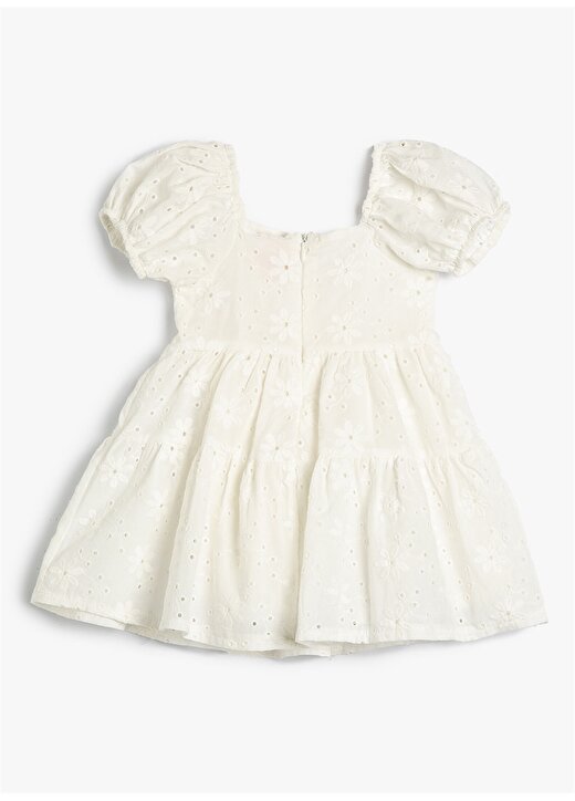 Koton Ekru Kız Bebek Kare Yaka Askılı Düz Elbise 3SMG80013AW 3