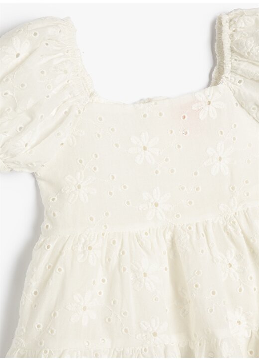 Koton Ekru Kız Bebek Kare Yaka Askılı Düz Elbise 3SMG80013AW 4