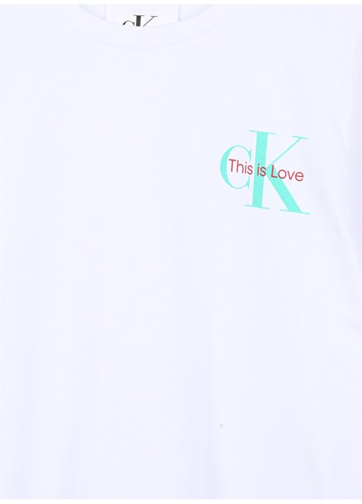 Calvin Klein Beyaz Erkek Çocuk Bisiklet Yaka Yarım Kollu Desenli T-Shirt IU0IU00488YAF 3