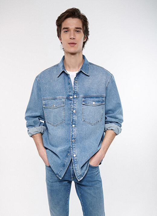 Mavi Oversized Erkek Denim Gömlek M0210031-82947_ROSS 1