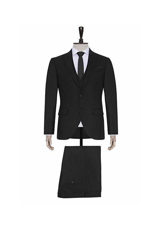 Süvari Normal Bel Slim Fit Siyah Erkek Takım Elbise TK1020000241 1