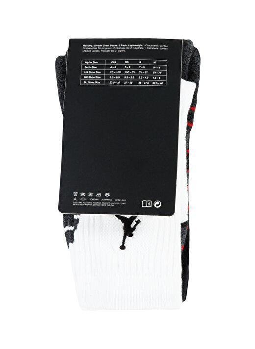 Nike Erkek Çocuk Beyaz Çorap BJ0555-001 JHN BASKETBALL 2PK CREW    4