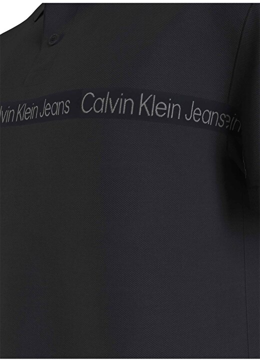 Calvin Klein Jeans Düz Siyah Erkek Polo T-Shirt J30J322856BEH_LOGO TAPE POLO 2