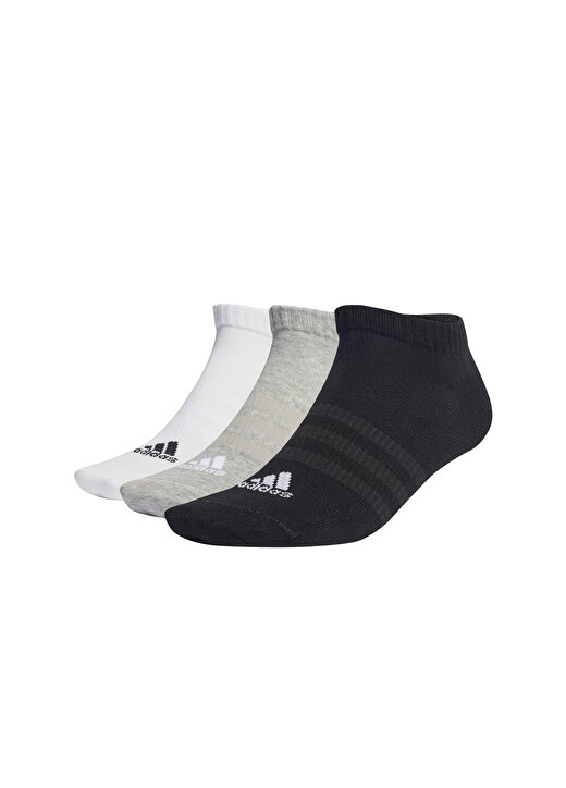 Adidas Gri - Beyaz - Siyah Unisex 3Lü Spor Çorap IC1337 T SPW LOW 3P 1