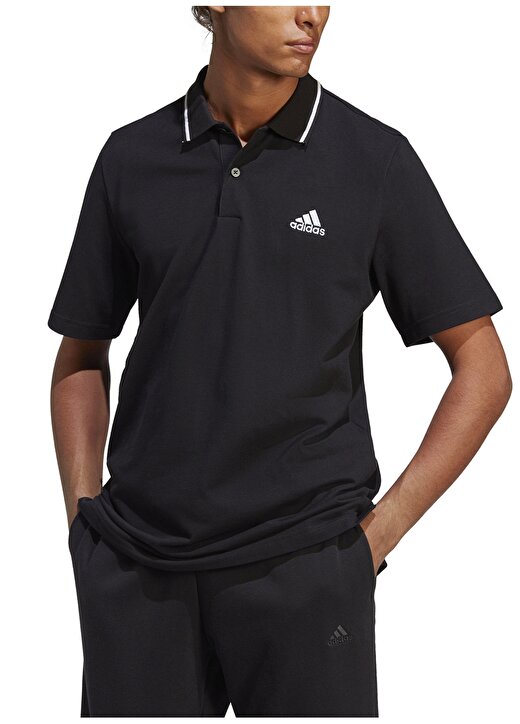 Adidas Dik Yaka Düz Siyah Erkek T-Shirt IC9314 M SL PQ PS 4
