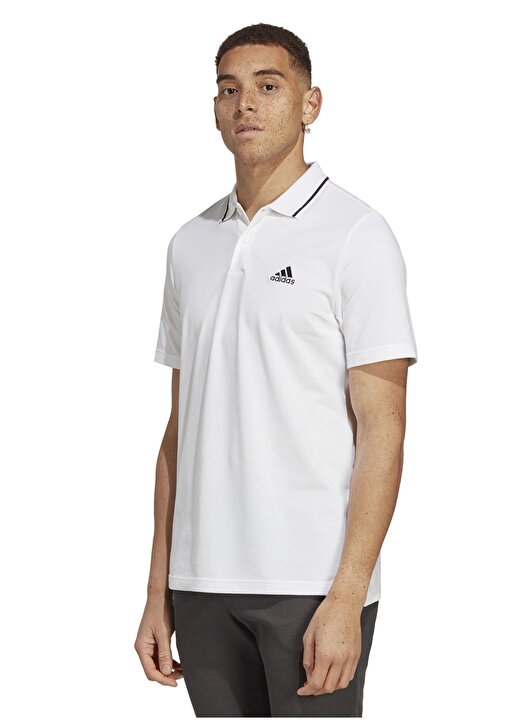 Adidas Dik Yaka Düz Beyaz Erkek T-Shirt IC9315 M SL PQ PS 2