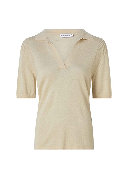 Calvin Klein Gömlek Yaka Bej Kadın T-Shirt K20K205268ACN 3