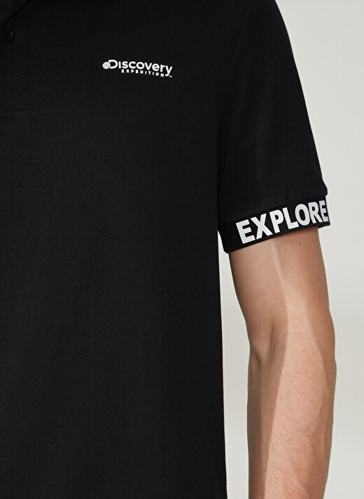 Discovery Expedition Polo Yaka Düz Siyah Erkek T-Shirt DUK 4