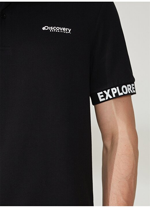 Discovery Expedition Polo Yaka Düz Siyah Erkek T-Shirt DUK 4