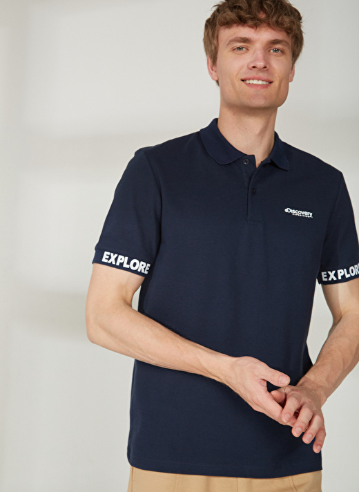 Discovery Expedition Polo Yaka Düz Lacivert Erkek T-Shirt DUK 3