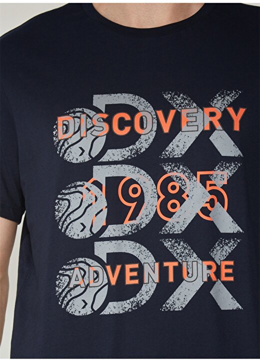 Discovery Expedition Bisiklet Yaka Baskılı Lacivert Erkek T-Shirt ROTAN 4