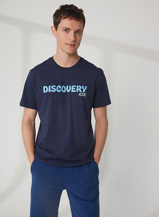 Discovery Expedition Bisiklet Yaka Baskılı Lacivert Erkek T-Shirt HOLDEN 2