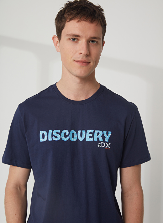 Discovery Expedition Bisiklet Yaka Baskılı Lacivert Erkek T-Shirt HOLDEN 3