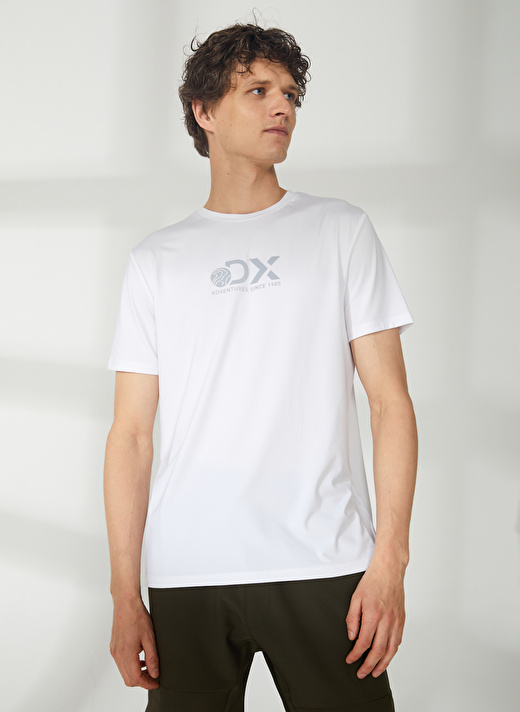Discovery Expedition Bisiklet Yaka Düz Kırık Beyaz Erkek T-Shirt IMAG 2