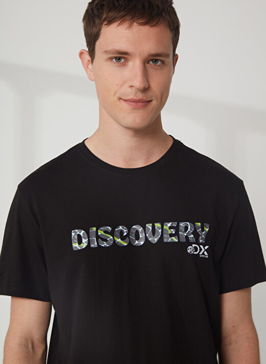 Discovery Expedition Bisiklet Yaka Baskılı Siyah Erkek T-Shirt HOLDEN 3