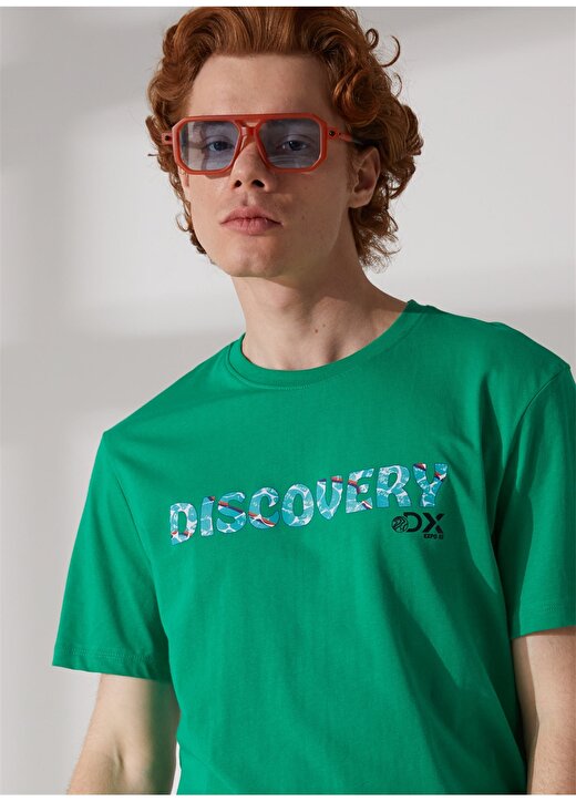 Discovery Expedition Bisiklet Yaka Baskılı Yeşil Erkek T-Shirt HOLDEN 1