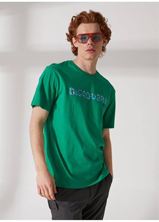 Discovery Expedition Bisiklet Yaka Baskılı Yeşil Erkek T-Shirt HOLDEN 3