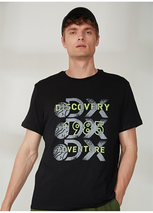 Discovery Expedition Bisiklet Yaka Baskılı Siyah Erkek T-Shirt ROTAN 3