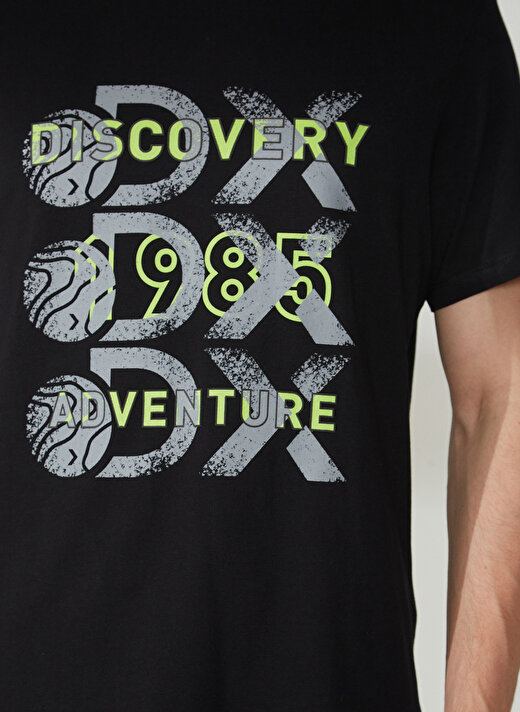 Discovery Expedition Bisiklet Yaka Baskılı Siyah Erkek T-Shirt ROTAN 4
