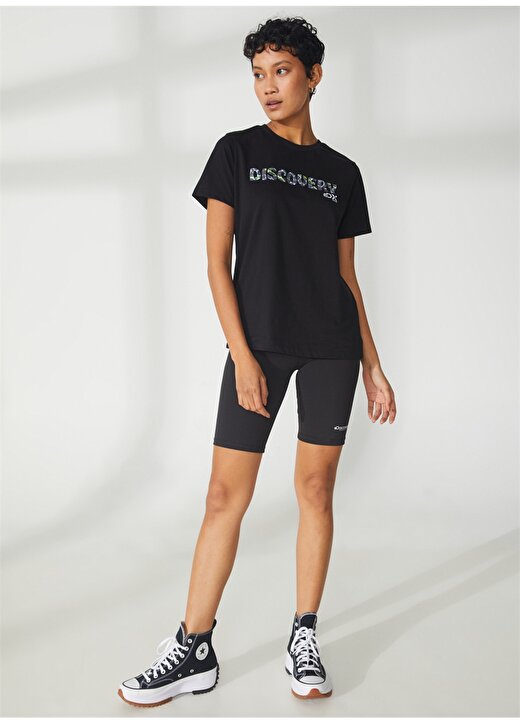 Discovery Expedition Bisiklet Yaka Baskılı Siyah Kadın T-Shirt W-HOLDEN 3