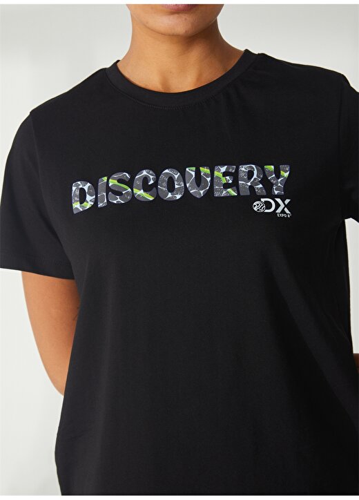 Discovery Expedition Bisiklet Yaka Baskılı Siyah Kadın T-Shirt W-HOLDEN 4